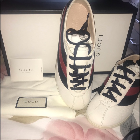 Gucci Man Sneakers Hebron White Leather DM81 - Picture 13 of 15